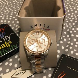 NEW Silver and yellow gold colored Fossil watch